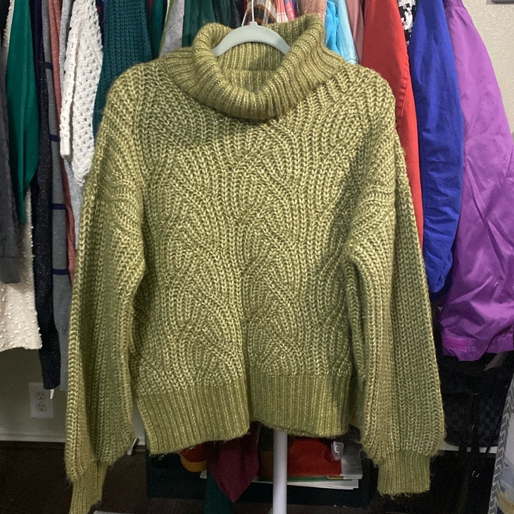 A New Day Green Oversized Knit Cowl Neck chunky sweater NWOT